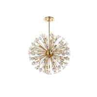 Vera 32 Inch Crystal Starburst Round Pendant In Gold