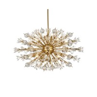 Vera 36 Inch Crystal Starburst Oval Pendant In Gold