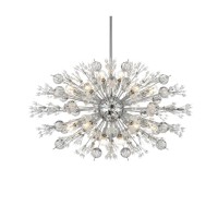 Vera 36 Inch Crystal Starburst Oval Pendant In Chrome