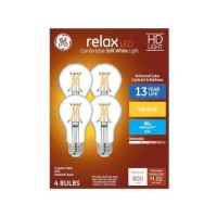 Ge 51531 Relax Led A19 Crystal Clear 60 Watt Equivalent Dimmable Led Soft White Light Bulb