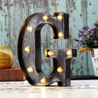 Youzone Retro Led Marquee Letter Lights - Industrial, Vintage Style Light Up Letters Alphabet Sign For Cafe Wedding Birthday Party Christmas Lamp Home Bar Initials Decor - G