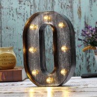 Youzone Retro Led Marquee Letter Lights - Industrial, Vintage Style Light Up Letters Alphabet Sign For Cafe Wedding Birthday Party Christmas Lamp Home Bar Initials Decor - O