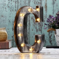 Youzone Retro Led Marquee Letter Lights - Industrial, Vintage Style Light Up Letters Alphabet Sign For Cafe Wedding Birthday Party Christmas Lamp Home Bar Initials Decor - C