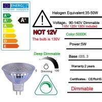 Ukzboss Mr16 Led Spot Light 120V Dimmable 5W 5000K Daylight Gu5.3 Bulb 400Lm Replace 50W Halogen Bulb For Flood Light Mr16 Fixture