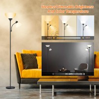 Gergo Floor Lamp, Remote Control With 4 Color Temperatures, Led Torchiere Floor Lamp With Adjustable Reading Lamp For Bedroom, Standing Lamps For Living Room, Bulb Included (Matte Black)