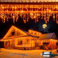 Jmexsuss 400 Led Orange Lights Outdoor, 8 Modes Orange Icicle Lights Outdoor Waterproof With 80 Drops, Orange Halloween String Lights Plug In For Christmas Halloween Garden