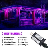 Jmexsuss Purple Icicle Lights, 33.8 Ft 400 Led Purple Christmas Lights Outdoor Waterproof, 8 Modes Purple Christmas Icicle Lights With 80 Drops Plug In For Halloween Christmas Party Decorations