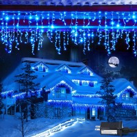 Jmexsuss 388 Ft 400 Led Blue Icicle Lights Outdoor 8 Modes Waterproof Christmas Icicle Lights Outdoor With 80 Drops Blue Chri