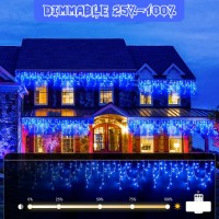 Jmexsuss 388 Ft 400 Led Blue Icicle Lights Outdoor 8 Modes Waterproof Christmas Icicle Lights Outdoor With 80 Drops Blue Chri