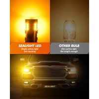 Sealight 7440 Turn Signal Bulb, Led Turn Signal Light Yellow Amber 3030 9-Smd Chips Super Bright 1000Lm, 7440 Blinker Lights For Car/Motorcycles, 2 Pc