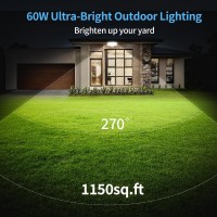 Olafus 60W Flood Lights Dusk To Dawn Outdoor Lighting Ip65 Waterproof Led Security Light With Photocell 6000Lm Dusk Dawn Outsi