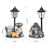 Potey Statues, Solar Sculptures & Statues Outdoor With Solar Lights And Flowerpot Funny Garden Decor Housewarming Gifts Lights For Patio Yard, Balcony Decorations (Dog And Cat)