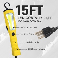 Ep 15 Ft Led Work Light 1200 Lumen Cob Led Trouble Light 16 Gauge Sjtw Indoor Outdoor Extension Cord Handheld Magnetic Base