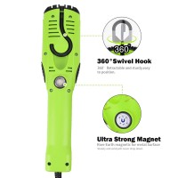 Ep 25 Ft Led Work Light, 1200 Lumen Cob Led Trouble Light - 16 Gauge Sjtw Indoor Outdoor Extension Cord, Handheld, Magnetic Base, Rotatable Hanging Hook - Green