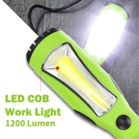 Ep 25 Ft Led Work Light, 1200 Lumen Cob Led Trouble Light - 16 Gauge Sjtw Indoor Outdoor Extension Cord, Handheld, Magnetic Base, Rotatable Hanging Hook - Green