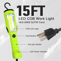 Ep 15 Ft Led Work Light 1200 Lumen Cob Led Trouble Light 16 Gauge Sjtw Indoor Outdoor Extension Cord Handheld Magnetic Base