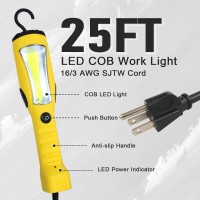 Ep 25 Ft Led Work Light 1200 Lumen Cob Led Trouble Light 16 Gauge Sjtw Indoor Outdoor Extension Cord Handheld Magnetic Base