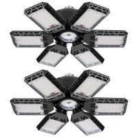 2Pack 160W Led Garage Light With 61 Multiposition Panels 16000Lm 6500K E26E27 Deformable Led Ceiling Lights Easyinstalla