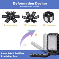 2Pack 160W Led Garage Light With 61 Multiposition Panels 16000Lm 6500K E26E27 Deformable Led Ceiling Lights Easyinstalla