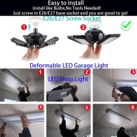 2Pack 160W Led Garage Light With 61 Multiposition Panels 16000Lm 6500K E26E27 Deformable Led Ceiling Lights Easyinstalla