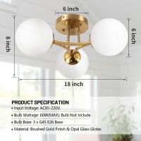 Bagood 3 Lights Globe Mid Century Ceiling Light Modern Semi Flush Mount Ceiling Light Sputnik Light Fixture Chandeliers With Mil