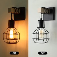 Farmhouse Wall Light Fixtures Set Of 2, Industrial Wall Sconces For Hallway, Rustic Black Wall Mount Lamp, Indoor Vintage Bedside Cage Lighting For Stairway Bathroom Entryway Living Room Bedroom