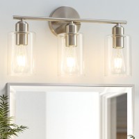 Seable 3Light Bathroom Light Fixtures Brushed Nickel Bathroom Vanity Lights Bathroom Lighting Fixtures Over Mirror With Clear