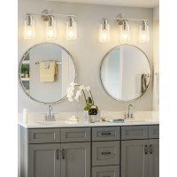 Seable 3Light Bathroom Light Fixtures Brushed Nickel Bathroom Vanity Lights Bathroom Lighting Fixtures Over Mirror With Clear