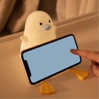 Cute Silicone Led Night Light, Timing Silicone Night Light Usb Charging Mobile Phone Holder Children'S Bedside Lamp(Blue Mouth)