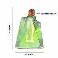 Next Glow Green Light Bulbs Led Vintage Light Bulb 3.5W Equivalent 20W Ice Shaped E26 Led Bulb Medium Base, Dimmable, Warm Light Bulb Decorative Light Bulb Great Holiday And Halloween Light Bulbs