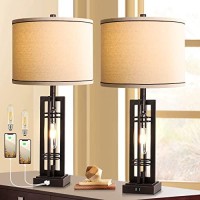 Rottogoon Set Of 2 Table Lamps With Usb Ports, 27.5