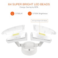 Jjc 3700Lm Dusk To Dawn Flood Light,32W Led Security Lights Outdoor,Innovative 2 Head Motion Design, 5700K, Ip65 Waterproof, For Garage, Yard (Not Solar Powered)