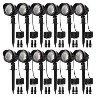 Meikee 7W Led Landscape Lights Dc/Ac 12V 24V Low Voltage Landscape Spotlights 800Lm Warm White Waterproof Outdoor Lights For Garden Pathway Patio Yard Decor (12Pack With Connectors)