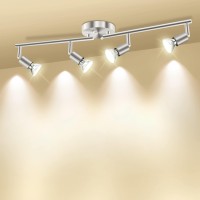 Huryee Track Lighting Kit, Adjustable Track Arm 4 Head Foldable Ceiling Spot Light With Gu10 Socket, Brush Nickel, Bulbs Not Included