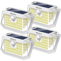 Solar Motion Sensor Lights Outdoor, [3 Modes/4 Pack/188 Led] 270 Wide Angle Lighting, Security Solar Powered Wall Lights, Ip65 Waterproof Flood Lights For Fence Porch Yard Patio(White)