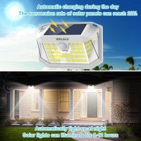 Solar Motion Sensor Lights Outdoor, [3 Modes/4 Pack/188 Led] 270 Wide Angle Lighting, Security Solar Powered Wall Lights, Ip65 Waterproof Flood Lights For Fence Porch Yard Patio(White)