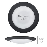 Luminance Led Flush Mount Disk Light | Energy Star Dimmable Ceiling Fixture For Hallway, Living Room, Kitchen | Indoor/Outdoor Lighting With Modern Low Profile Design, Black And White, 7.5 Inches