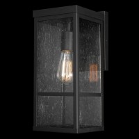 Globe Electric 44802 Smith 1-Light Outdoor Wall Sconce, Matte Black, Seeded Glass Shade