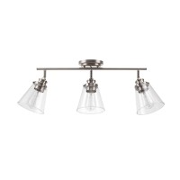 Globe Electric 59628 Jackson 3Light Track Lighting Brushed Nickel Clear Glass Shades Silver Bulb Not Included