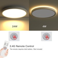 Roomratv Ceiling Light Fixture With Remote Control, Flush Mount Ceiling Nightlight, 15.8Inch 26W +4W Round Panel Light, 3000K-6500K Light Color Changeable, Brightness(10% To 100%) Adjustable