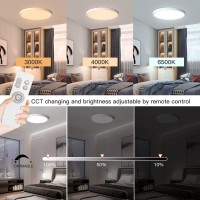 Roomratv Ceiling Light Fixture With Remote Control, Flush Mount Ceiling Nightlight, 15.8Inch 26W +4W Round Panel Light, 3000K-6500K Light Color Changeable, Brightness(10% To 100%) Adjustable