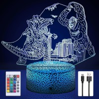 S Suniness Godzilla Vs King Kong Toys King Of Monsters Colorchanging Led Night Light 3D Illusion Remote Control Smart Touch De