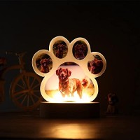 Asd Jewerly Personalised Dog Paw Photo Light, Acrylic Panel Night Light Decoration, Christmas Birthday Gift, Gift For Animal Lovers