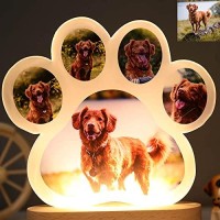 Asd Jewerly Personalised Dog Paw Photo Light, Acrylic Panel Night Light Decoration, Christmas Birthday Gift, Gift For Animal Lovers