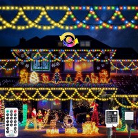 Mzd8391 40Ft 380 Led Color Changing Christmas Lights Outdoor Indoor, Warm White Multicolor Christmas Tree Lights, End To End Connect, Waterproof Christmas String Lights,Timer,Remote,11 Light Modes