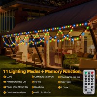 Mzd8391 40Ft 380 Led Color Changing Christmas Lights Outdoor Indoor, Warm White Multicolor Christmas Tree Lights, End To End Connect, Waterproof Christmas String Lights,Timer,Remote,11 Light Modes