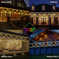 Mzd8391 40Ft 380 Led Color Changing Christmas Lights Outdoor Indoor, Warm White Multicolor Christmas Tree Lights, End To End Connect, Waterproof Christmas String Lights,Timer,Remote,11 Light Modes