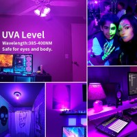 Isuerfy 9.5W A19 Black Light Bulb, 70W Equivalent, E26 Base Uva Level 385-400Nm, Glow In The Dark For Blacklight Party Body Paint Fluorescent Club Home, 4 Pack