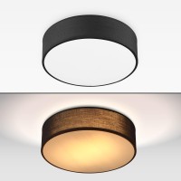 Monzana Ceiling Chandelier 40 W Round 38 Cm Fabric 2 Flames E27 Modern Living Room Light Black