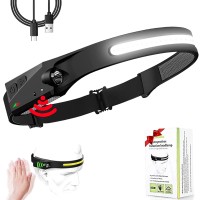 Delfi Strip Lamp Pro, 230? Wide Beam Led Everlyte Headlamp Flashlight With All Perspectives Induction, Headband Light, Motion Sensor, Lightweight,Waterproof Camping Head Light For Outdoor Running